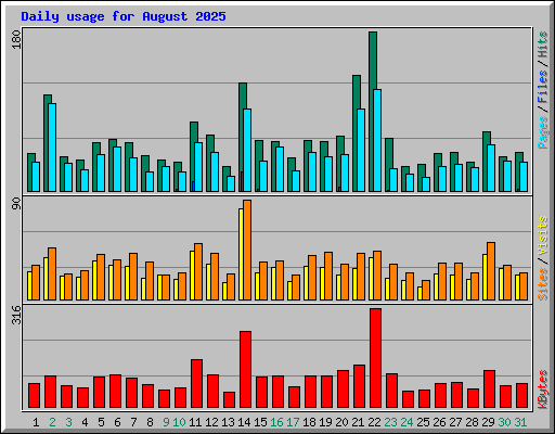 Daily usage for August 2025